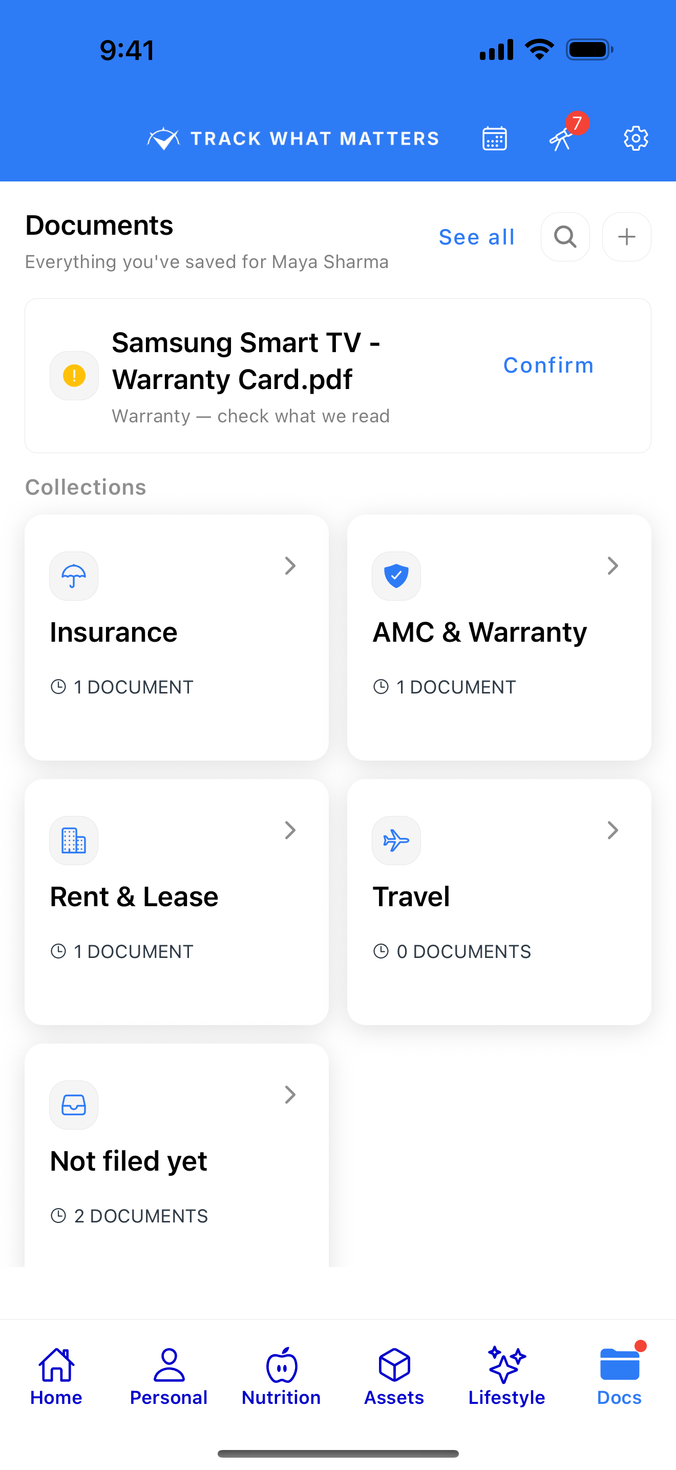 Every policy, warranty card and lease in one place