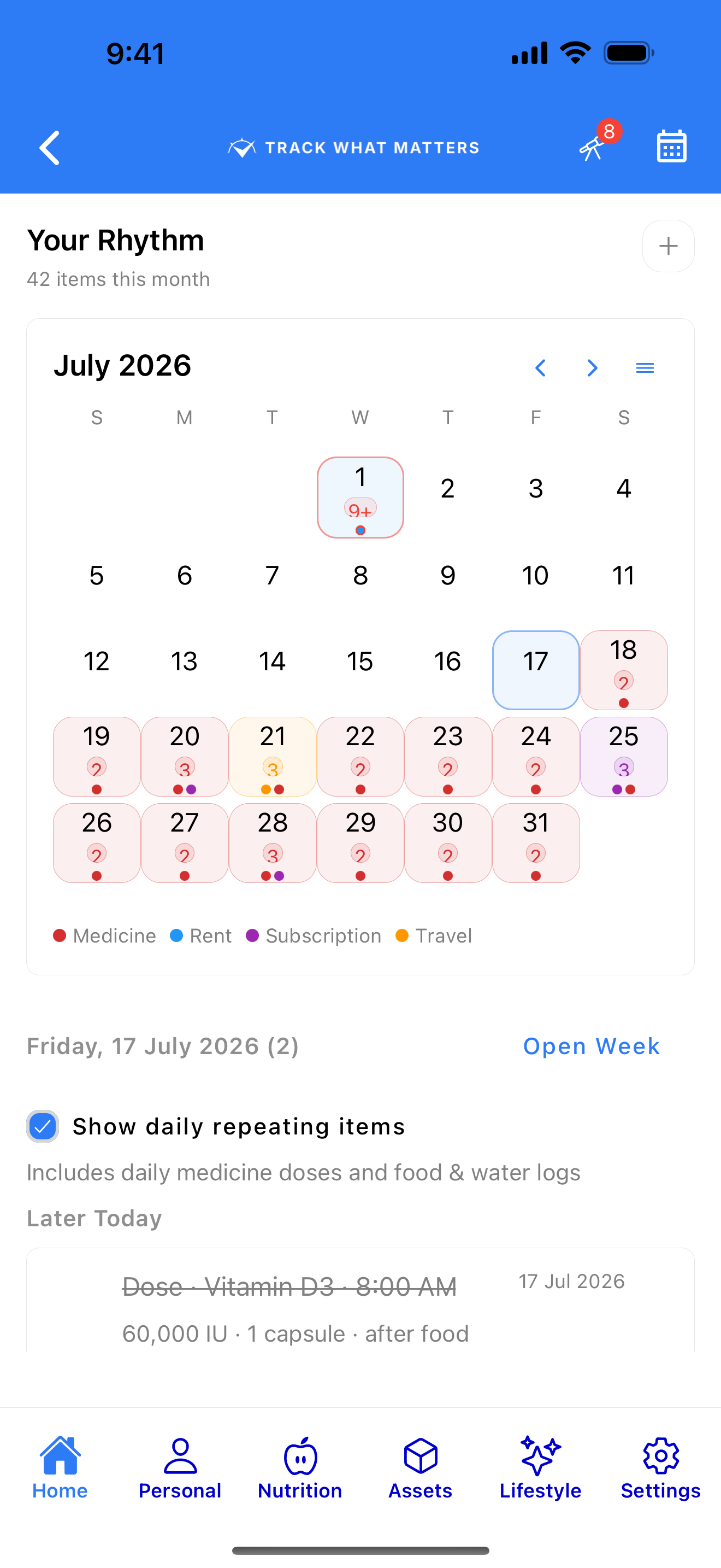 Everything due, on one calendar